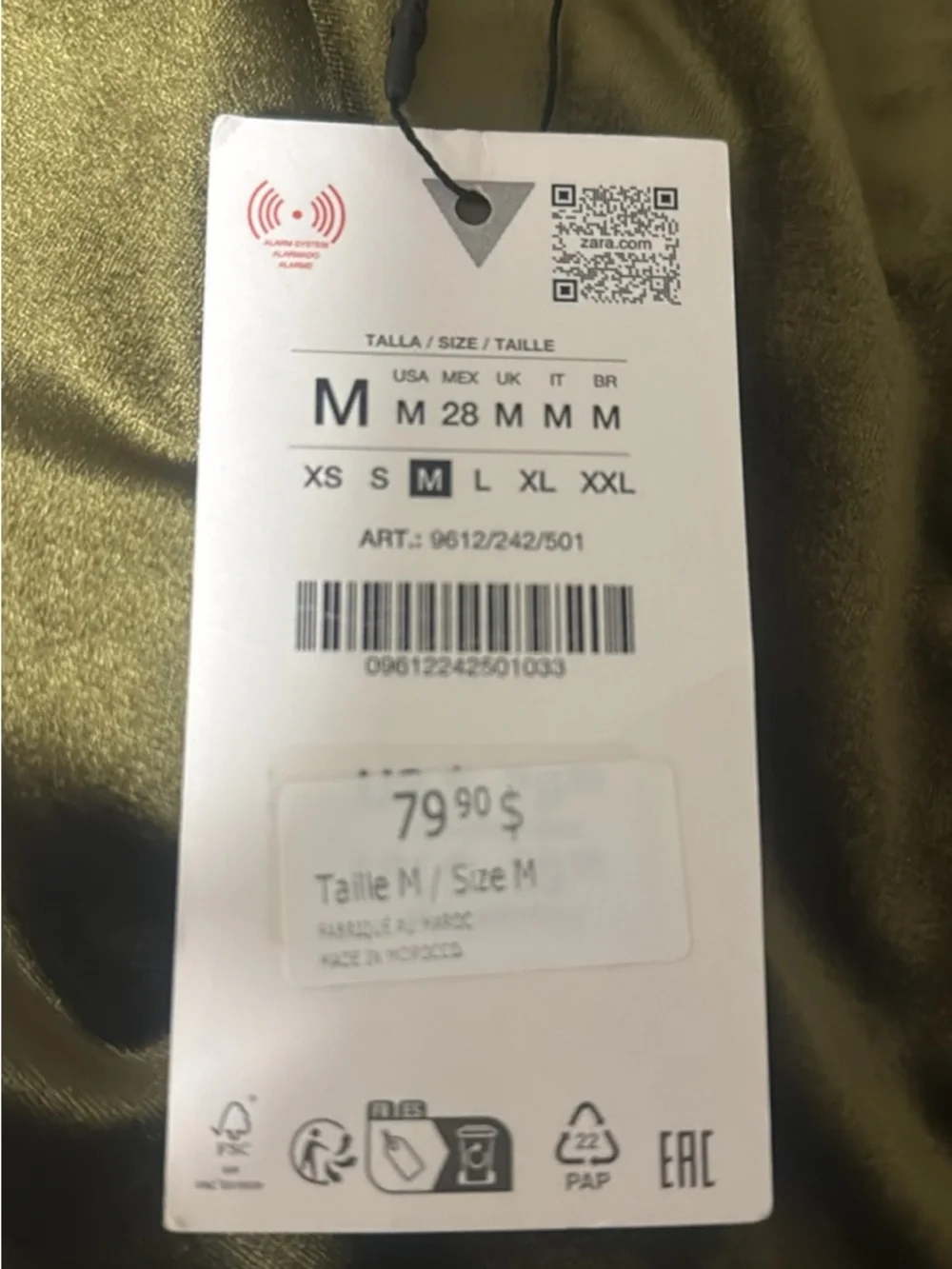 New Zara Olive Green Velvet Slip Gown - Spaghetti Strap Maxi - Picture 3 of 3